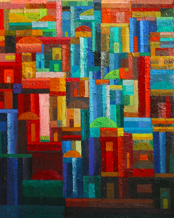 Die Stadt 2022 Öl auf Karton 50x40cm
