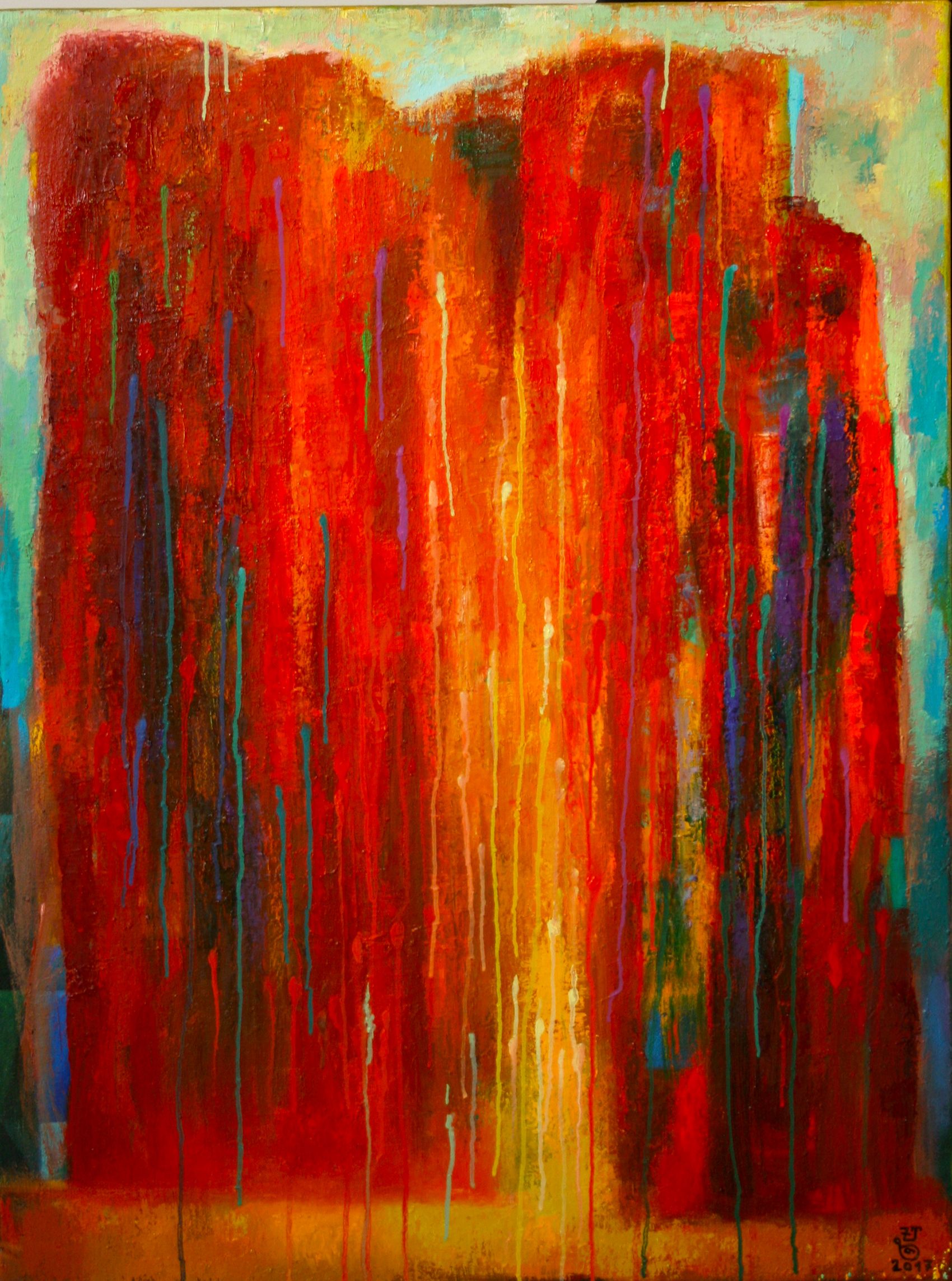 Komposition Rote Berg | Composition Red Mountain | 2017 Öl auf Leinwand 100 X 75cm